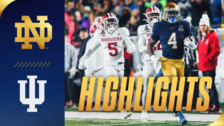 Indiana Hoosiers Football vs Notre Dame Fighting Irish Football Match Player Stats